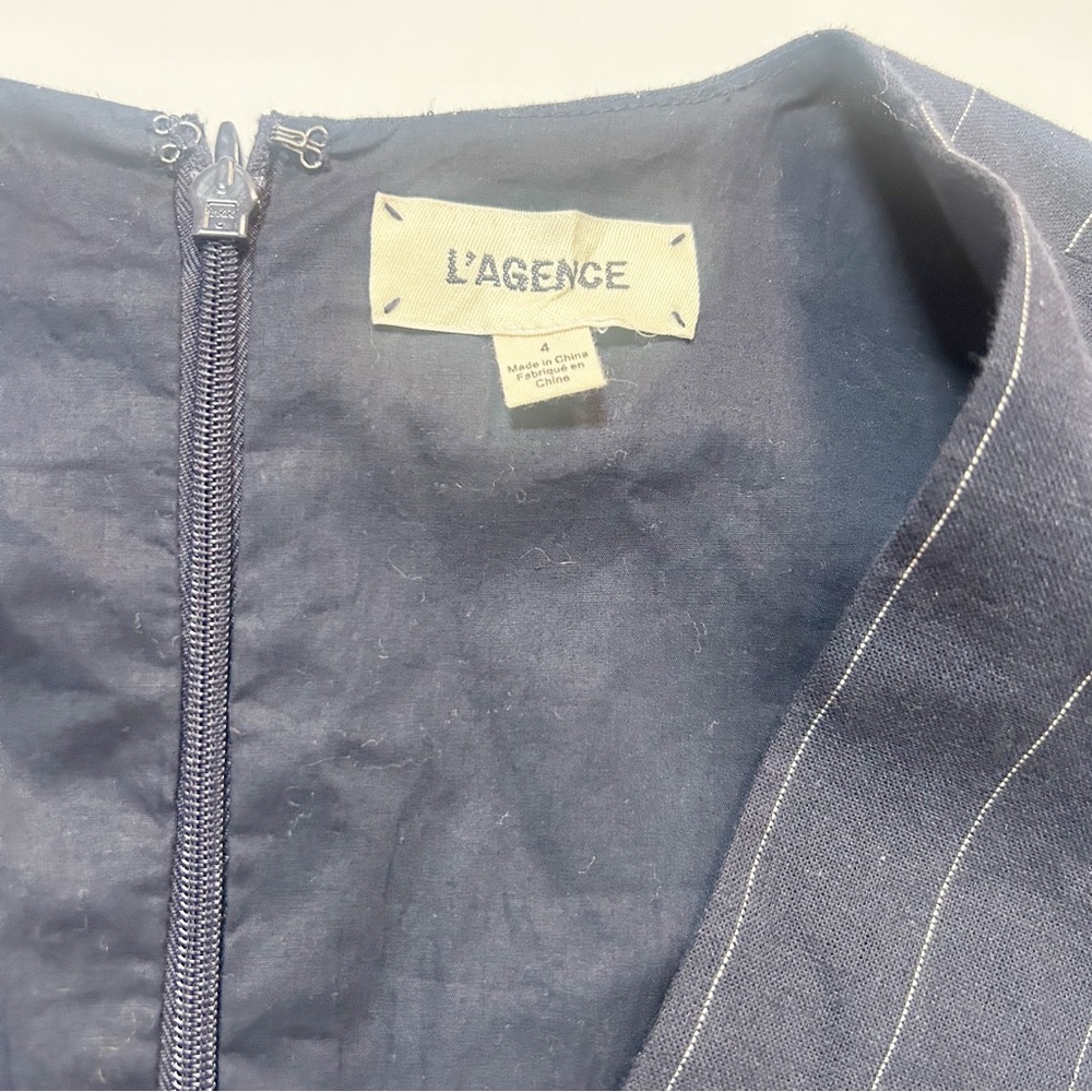 L’AGENCE Joslyn Jumpsuit Linen Navy Ivory Pinstripe (size 4) - Picture 11 of 13